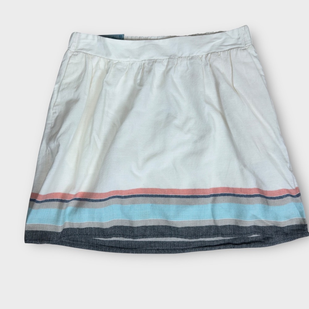 Old Navy Mini Skirt Womens XS White Striped‎ Hem 100% Cotton Elastic Back NWT
